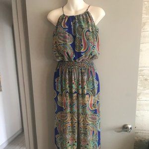 Paisley jumpsuit with see-through legs EUC